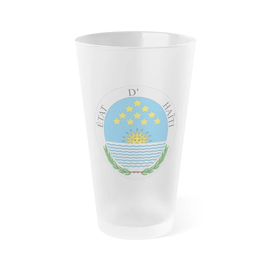 Seal of State of Haiti - Frosted Pint Glass 16oz-16oz-Frosted-Go Mug Yourself