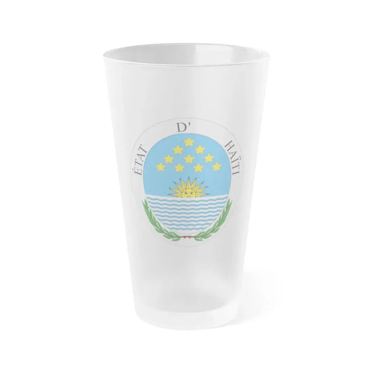 Seal of State of Haiti - Frosted Pint Glass 16oz 16oz Frosted - Go Mug Yourself