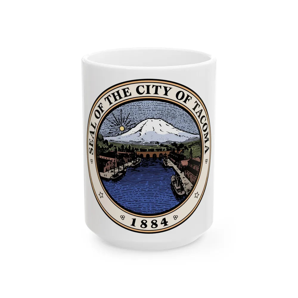 Seal of Tacoma WA - White Coffee Mug-15oz-Go Mug Yourself