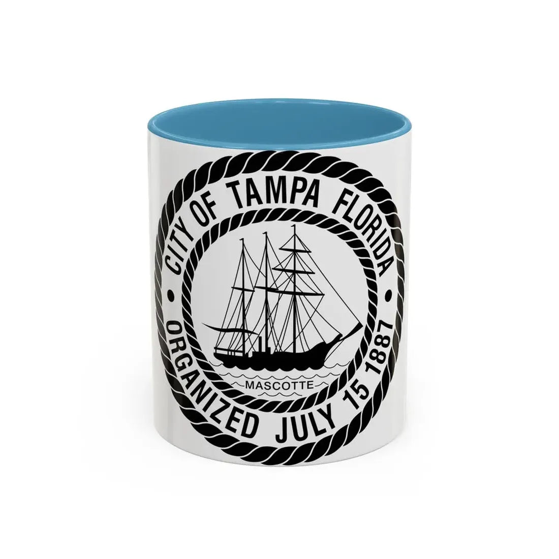 Seal of Tampa Florida - Accent Coffee Mug 11oz Light Blue - Go Mug Yourself