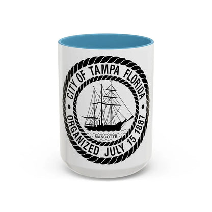 Seal of Tampa Florida - Accent Coffee Mug 15oz Light Blue - Go Mug Yourself
