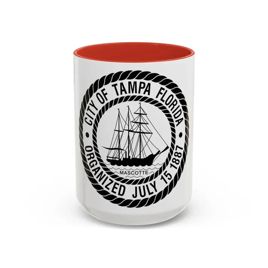 Seal of Tampa Florida - Accent Coffee Mug 15oz Red - Go Mug Yourself