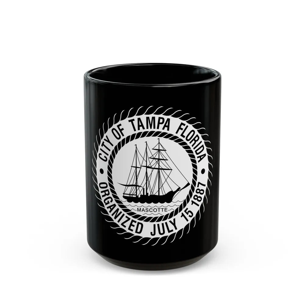 Seal of Tampa Florida - Black Coffee Mug-15oz-Go Mug Yourself