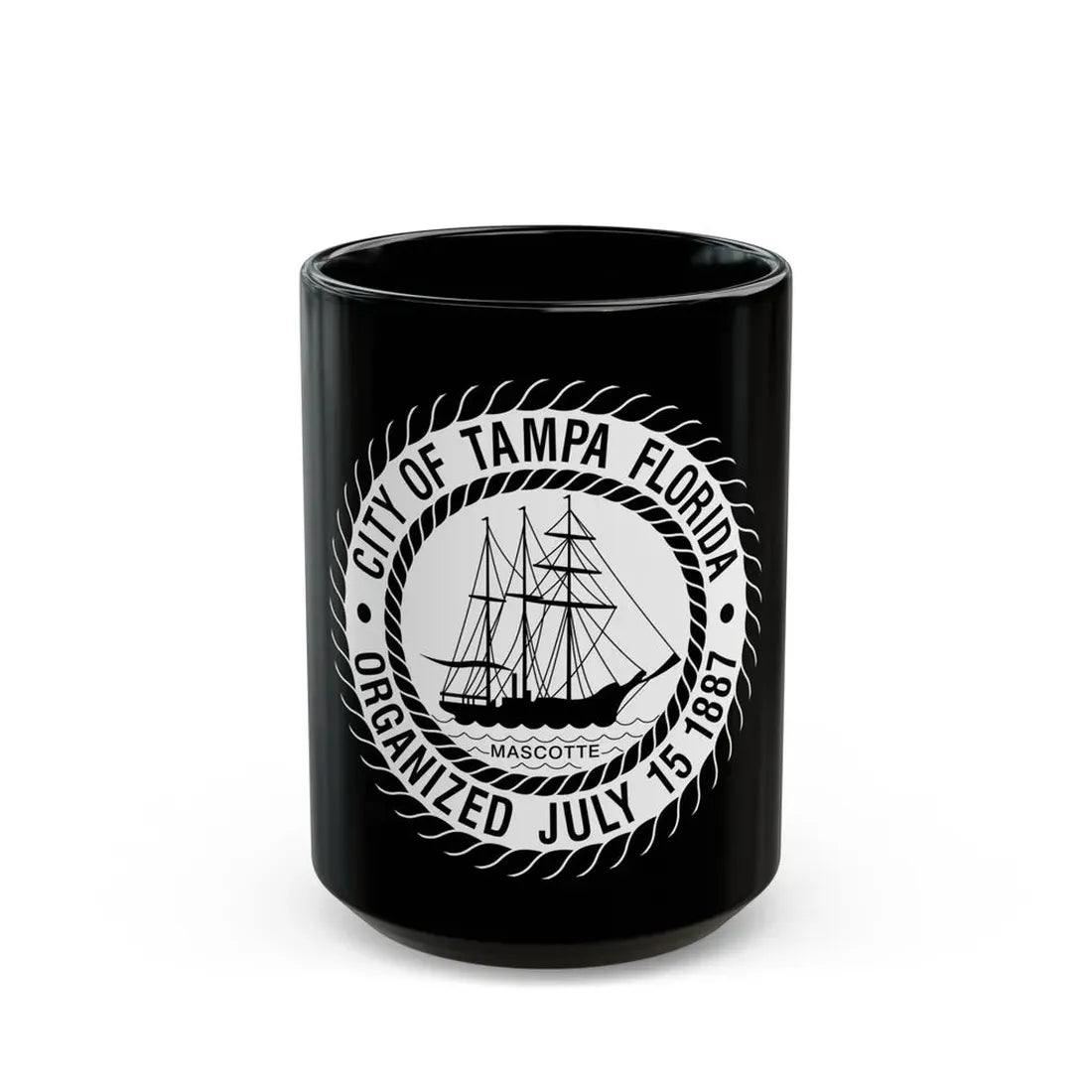Seal of Tampa Florida - Black Coffee Mug 15oz - Go Mug Yourself