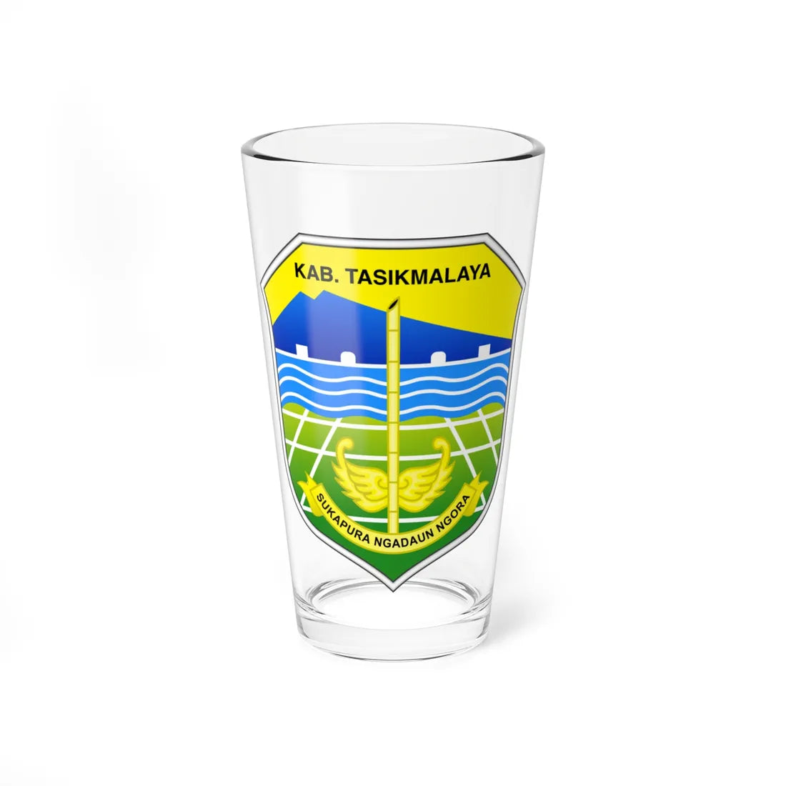 Seal of Tasikmalaya Regency (Indonesia) (Coat of Arms) Pint Glass 16oz 16oz - Go Mug Yourself
