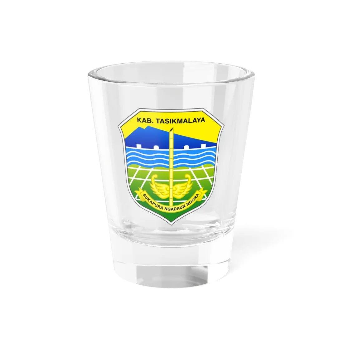 Seal of Tasikmalaya Regency (Indonesia) (Coat of Arms) Shot Glass 1.5oz 1.5oz - Go Mug Yourself