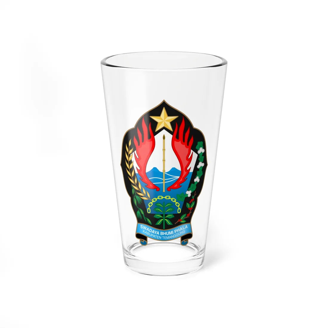 Seal of Temanggung Regency (Indonesia) (Coat of Arms) Pint Glass 16oz 16oz - Go Mug Yourself