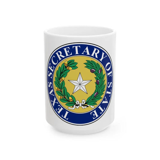 Seal of Texas Secretary of State - White Coffee Mug-15oz-Go Mug Yourself