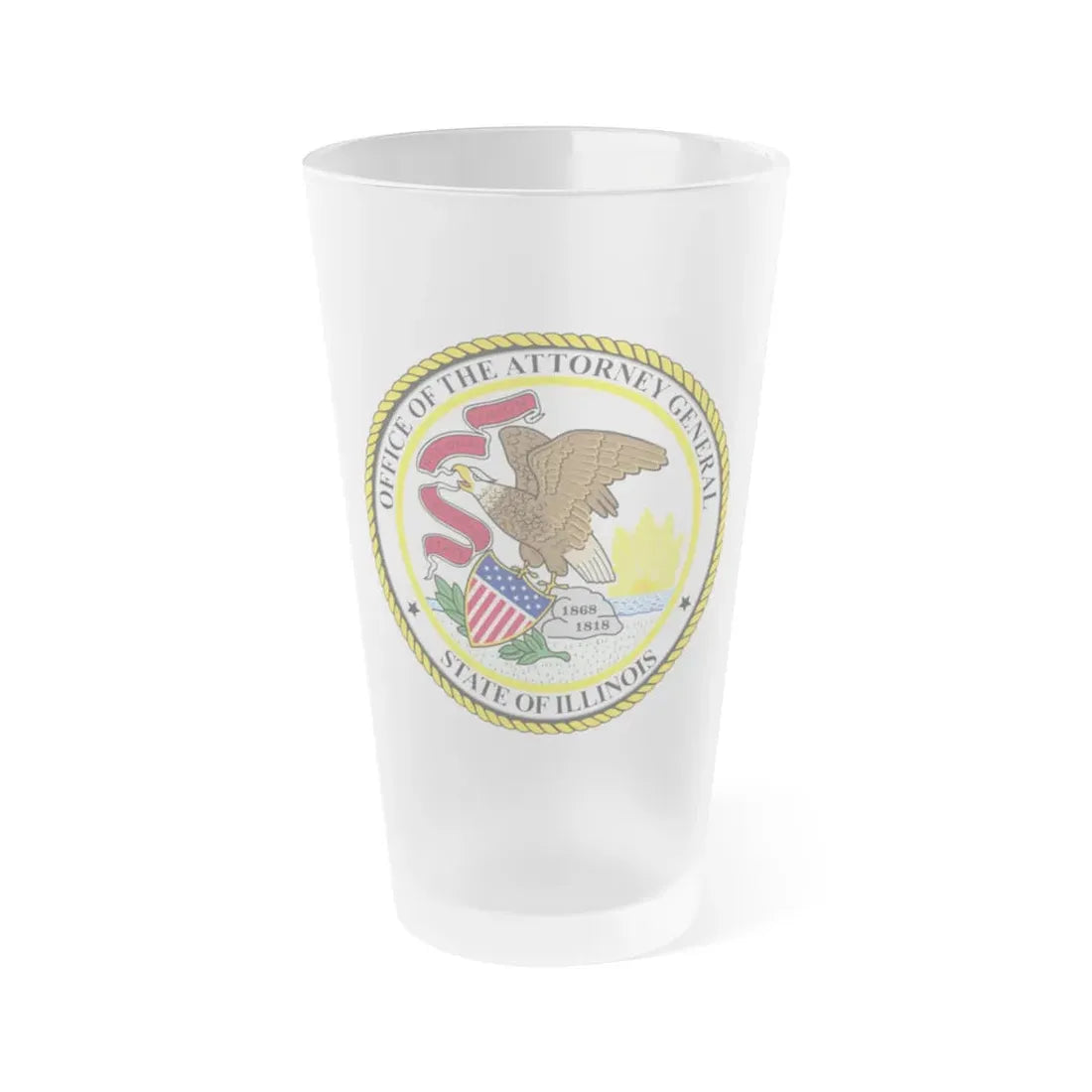 Seal of the Attorney General of Illinois - Frosted Pint Glass 16oz 16oz Frosted - Go Mug Yourself