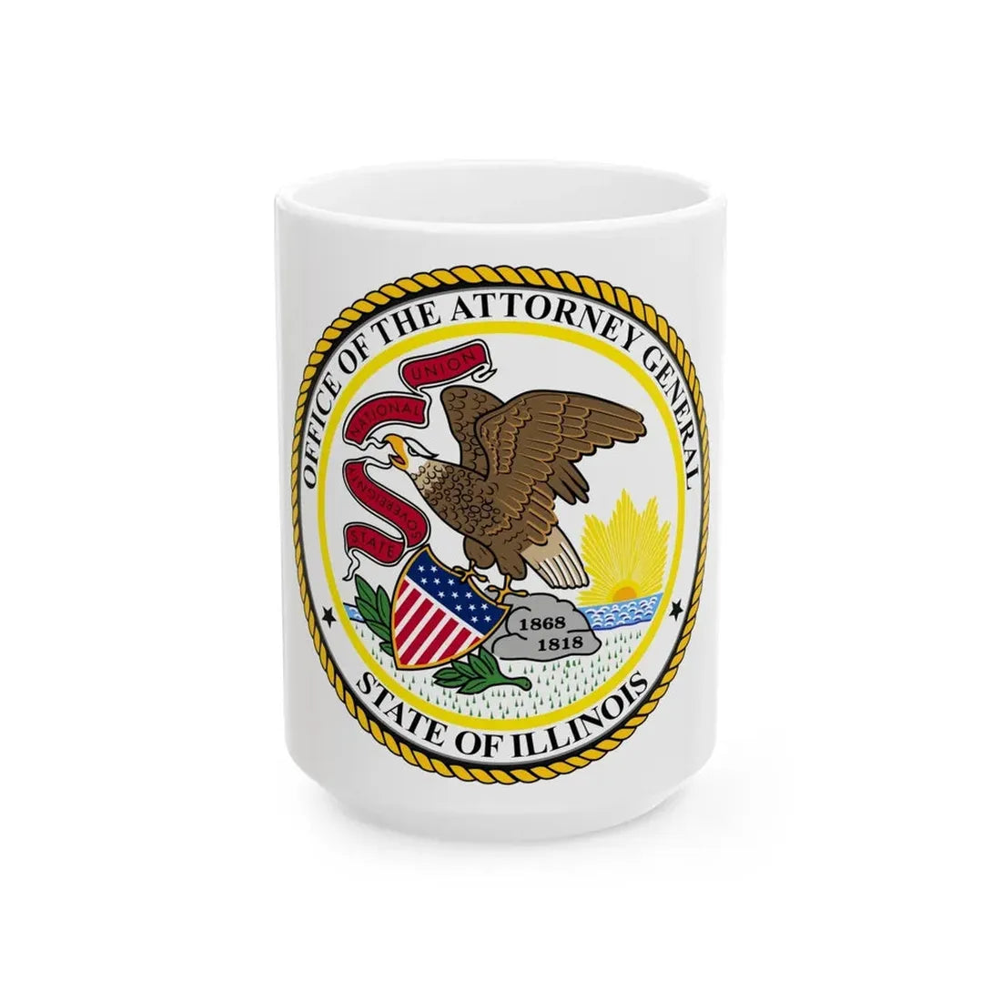 Seal of the Attorney General of Illinois - White Coffee Mug 15oz - Go Mug Yourself