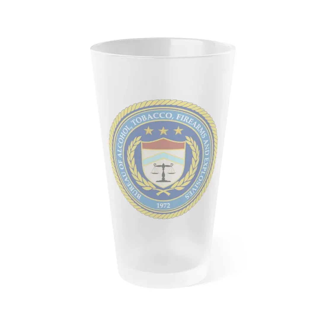 Seal of the Bureau of Alcohol Tobacco Firearms and Explosives - Frosted Pint Glass 16oz 16oz Frosted - Go Mug Yourself