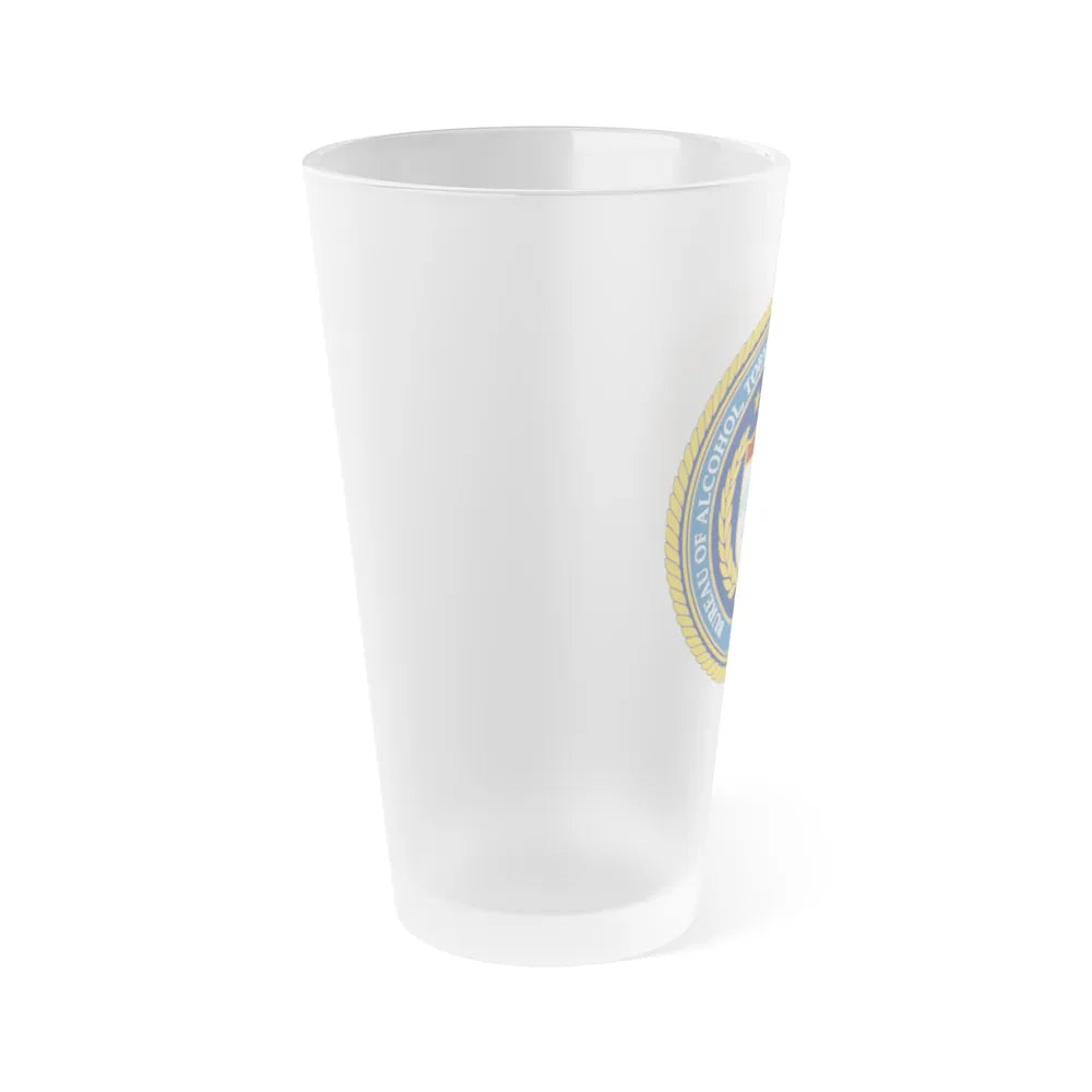 Seal of the Bureau of Alcohol Tobacco Firearms and Explosives - Frosted Pint Glass 16oz-Go Mug Yourself