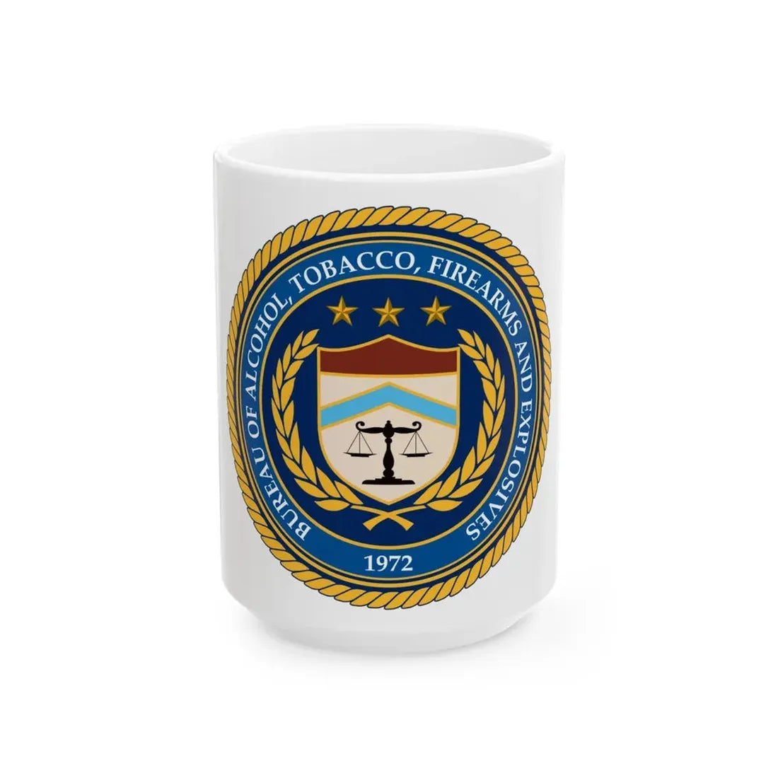 Seal of the Bureau of Alcohol Tobacco Firearms and Explosives - White Coffee Mug 15oz - Go Mug Yourself