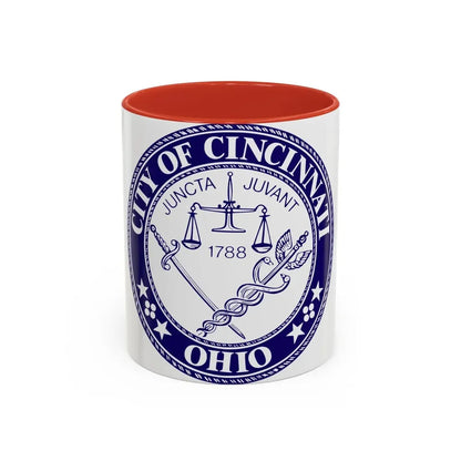 Seal of the City of Cincinnati - Accent Coffee Mug 11oz Red - Go Mug Yourself