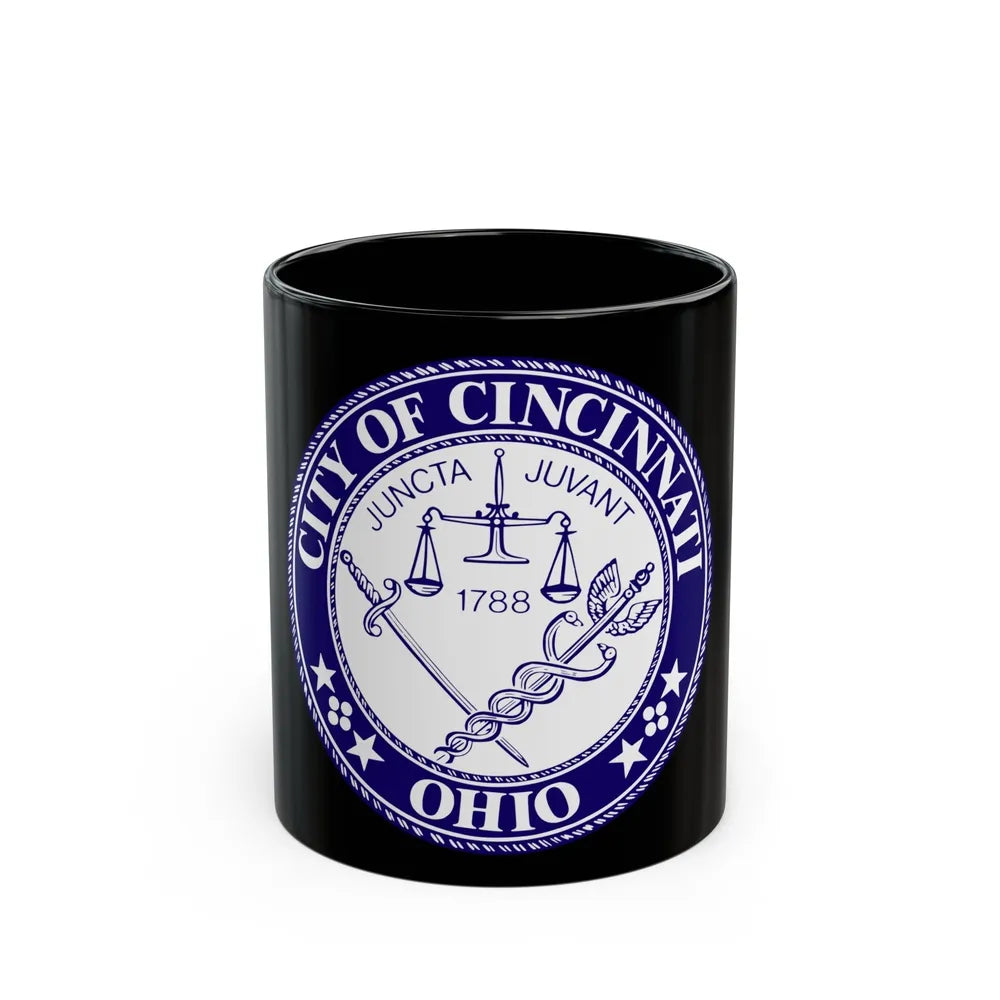 Seal of the City of Cincinnati - Black Coffee Mug-11oz-Go Mug Yourself