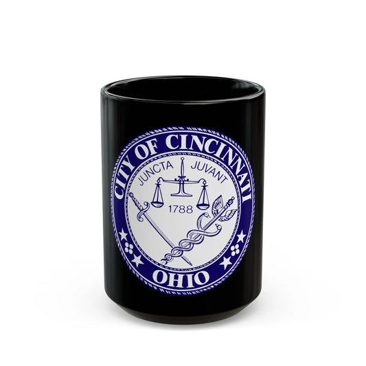 Seal of the City of Cincinnati - Black Coffee Mug-15oz-Go Mug Yourself