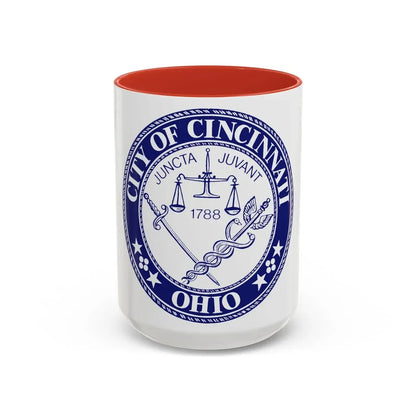Seal of the City of Cincinnati (Ohio) - Accent Coffee Mug 15oz Red - Go Mug Yourself