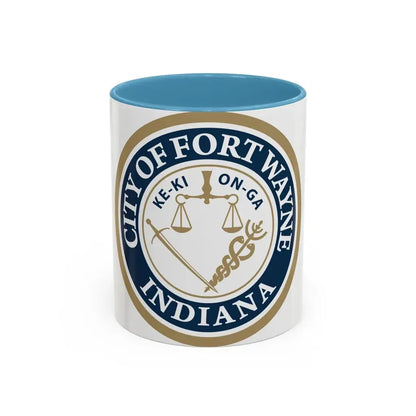 Seal of the City of Fort Wayne Indiana - Accent Coffee Mug 11oz Light Blue - Go Mug Yourself