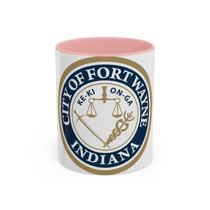 Seal of the City of Fort Wayne Indiana - Accent Coffee Mug 11oz Pink - Go Mug Yourself