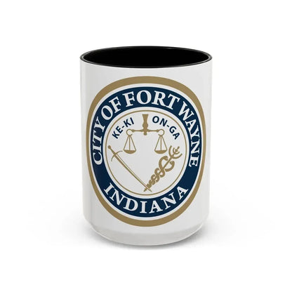 Seal of the City of Fort Wayne Indiana - Accent Coffee Mug 15oz Black - Go Mug Yourself