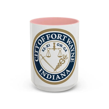 Seal of the City of Fort Wayne Indiana - Accent Coffee Mug 15oz Pink - Go Mug Yourself