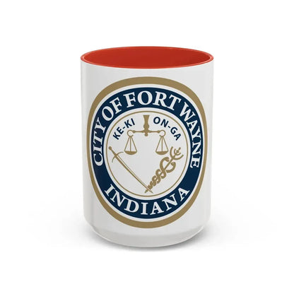 Seal of the City of Fort Wayne Indiana - Accent Coffee Mug 15oz Red - Go Mug Yourself