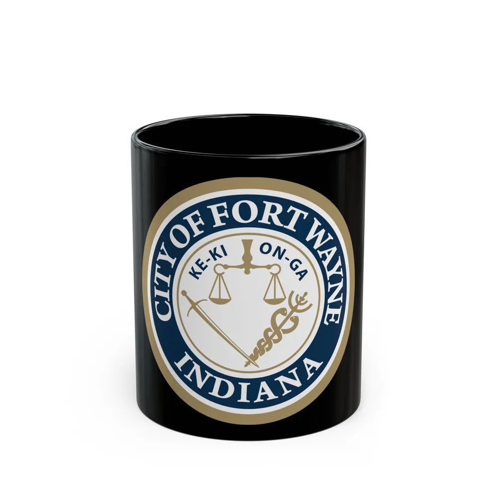 Seal of the City of Fort Wayne Indiana - Black Coffee Mug-11oz-Go Mug Yourself