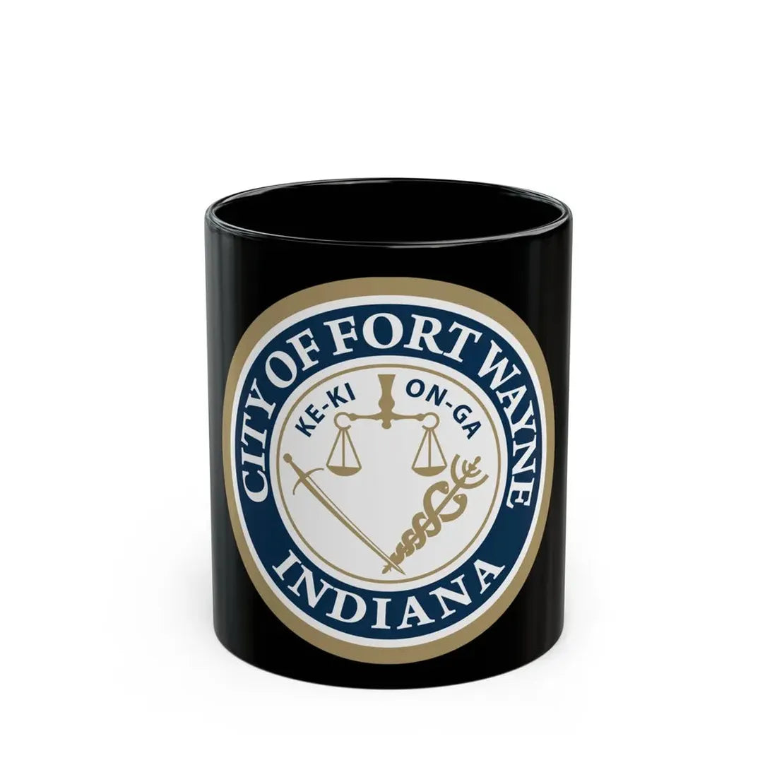 Seal of the City of Fort Wayne Indiana - Black Coffee Mug 11oz - Go Mug Yourself