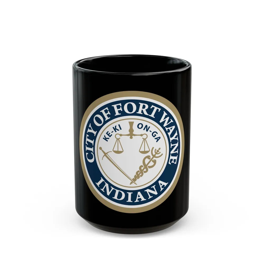 Seal of the City of Fort Wayne Indiana - Black Coffee Mug-15oz-Go Mug Yourself