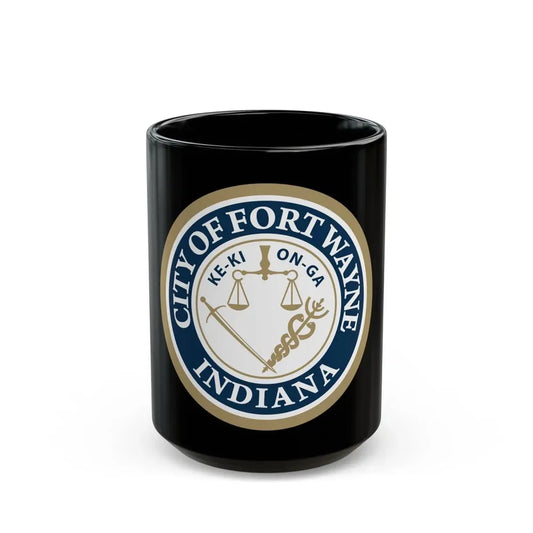 Seal of the City of Fort Wayne Indiana - Black Coffee Mug 15oz - Go Mug Yourself