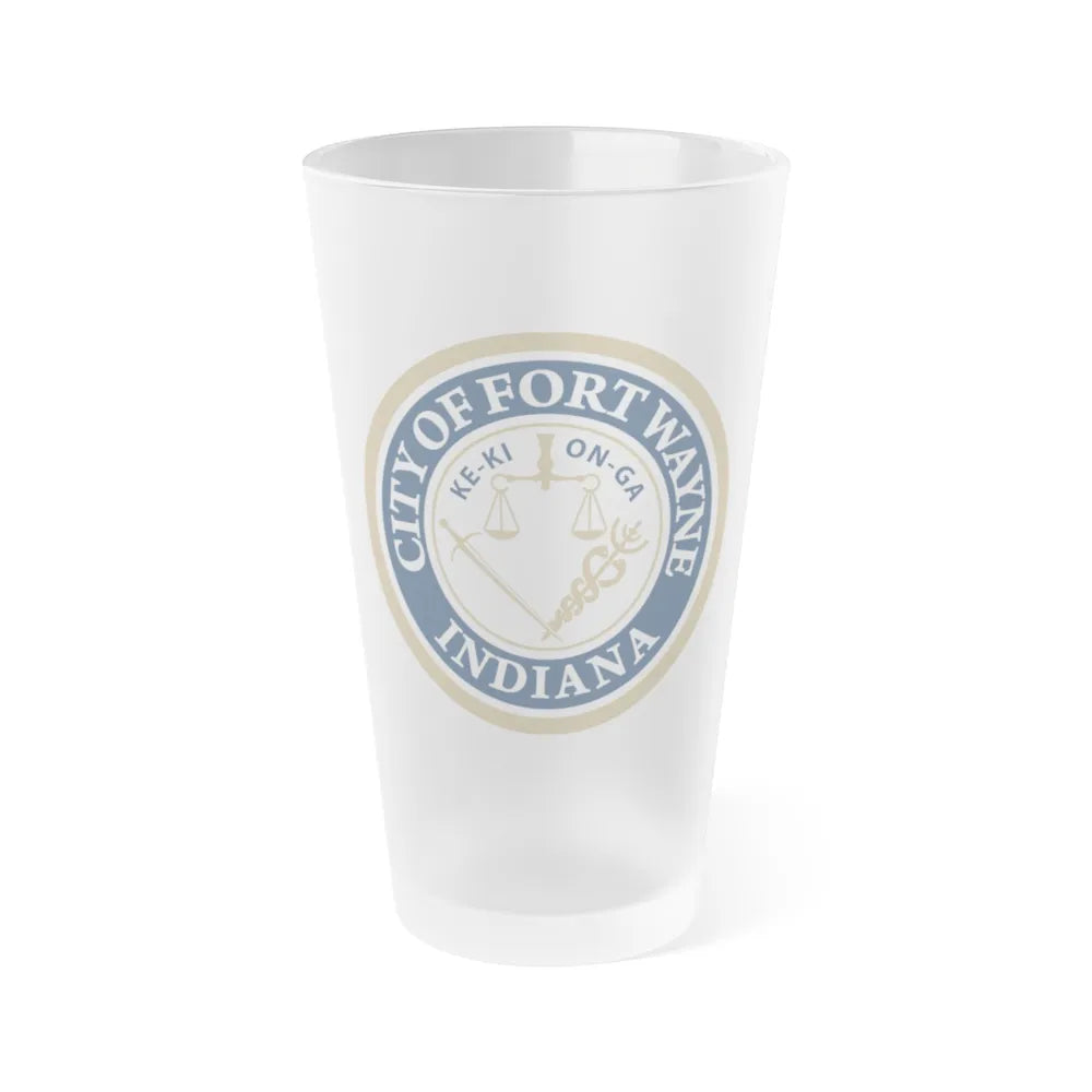 Seal of the City of Fort Wayne Indiana - Frosted Pint Glass 16oz-16oz-Frosted-Go Mug Yourself