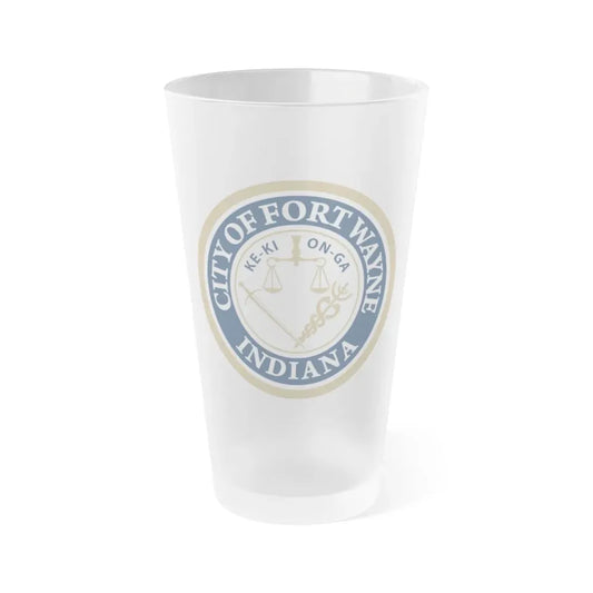 Seal of the City of Fort Wayne Indiana - Frosted Pint Glass 16oz 16oz Frosted - Go Mug Yourself