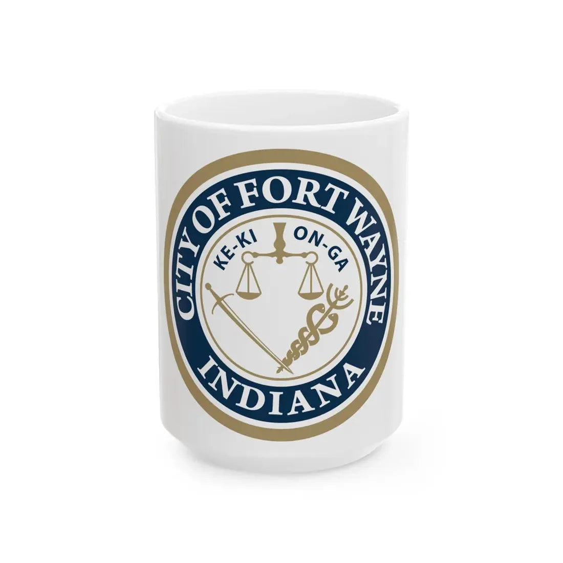 Seal of the City of Fort Wayne Indiana - White Coffee Mug 15oz - Go Mug Yourself