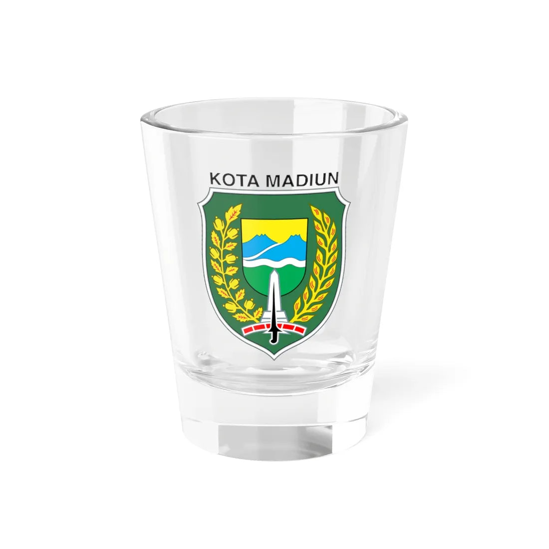 Seal of the City of Madiun (Indonesia) (Coat of Arms) Shot Glass 1.5oz 1.5oz - Go Mug Yourself