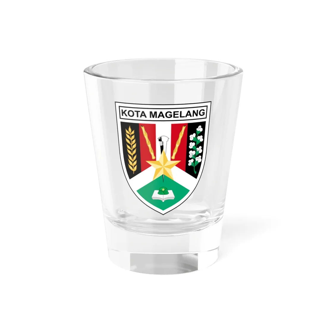 Seal of the City of Magelang (Indonesia) (Coat of Arms) Shot Glass 1.5oz 1.5oz - Go Mug Yourself