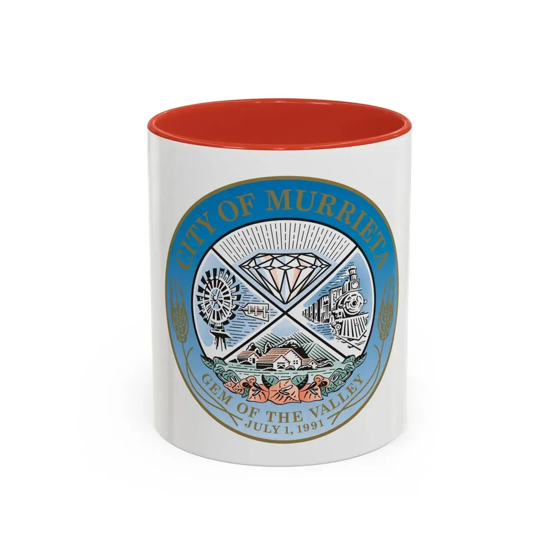 Seal of the City of Murrieta - Accent Coffee Mug 11oz Red - Go Mug Yourself