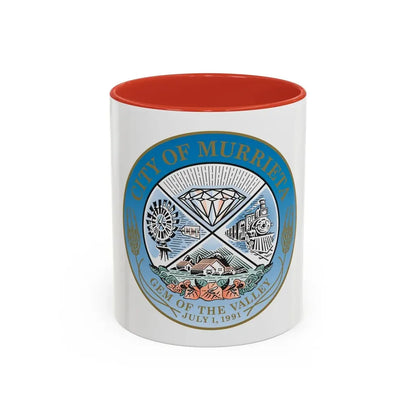 Seal of the City of Murrieta - Accent Coffee Mug 11oz Red - Go Mug Yourself