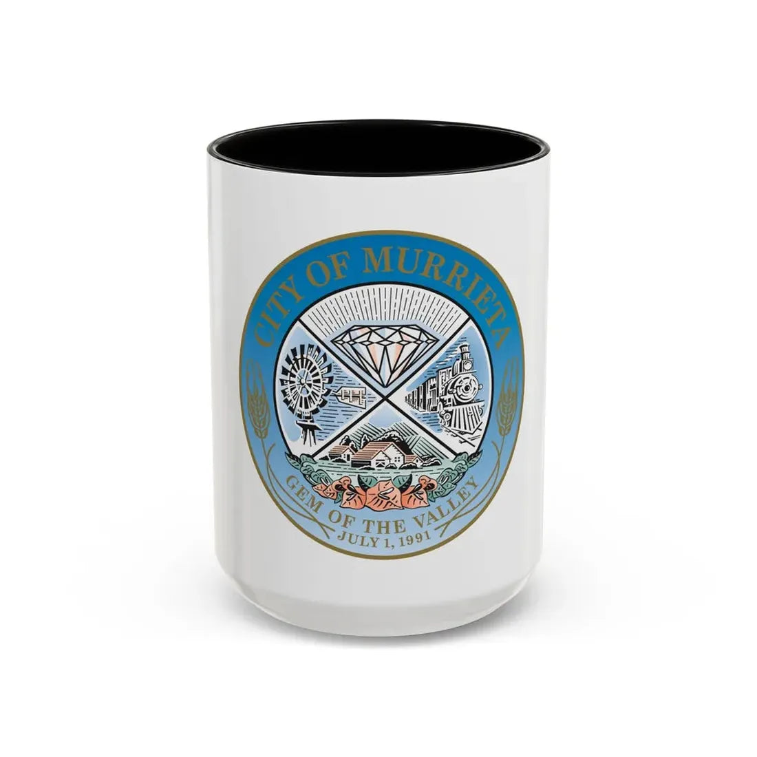 Seal of the City of Murrieta - Accent Coffee Mug 15oz Black - Go Mug Yourself