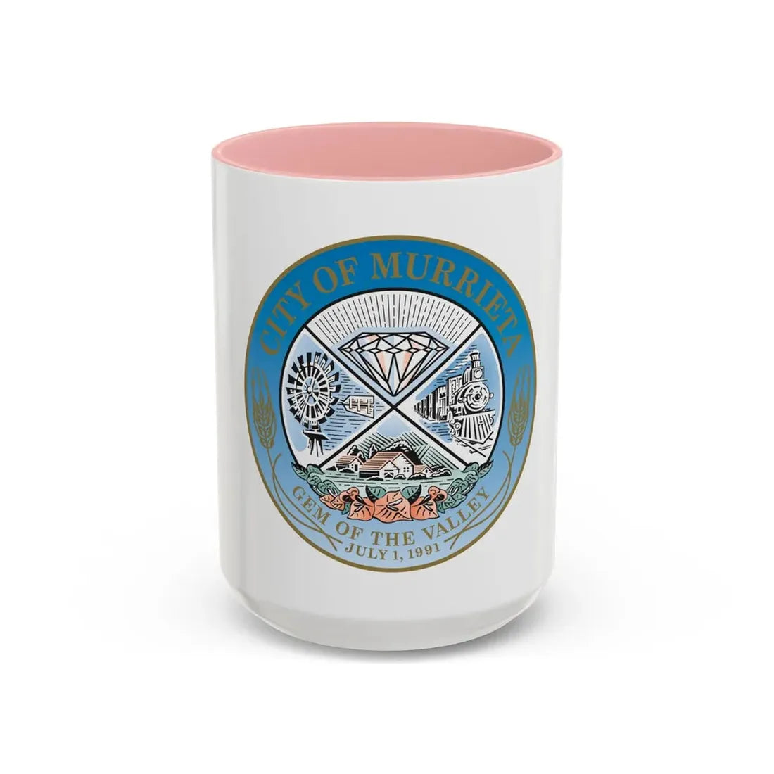 Seal of the City of Murrieta - Accent Coffee Mug 15oz Pink - Go Mug Yourself