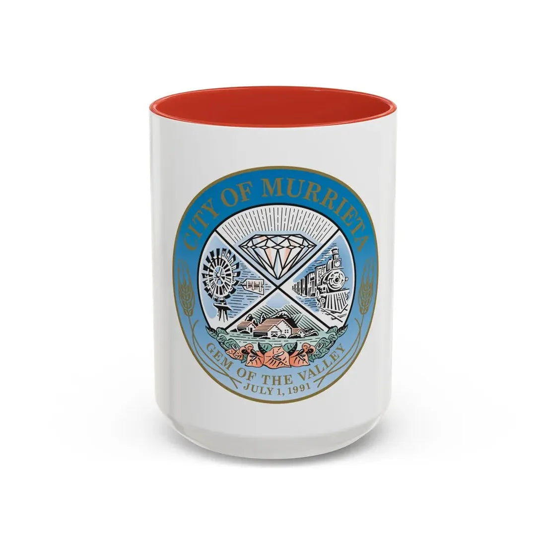 Seal of the City of Murrieta - Accent Coffee Mug 15oz Red - Go Mug Yourself