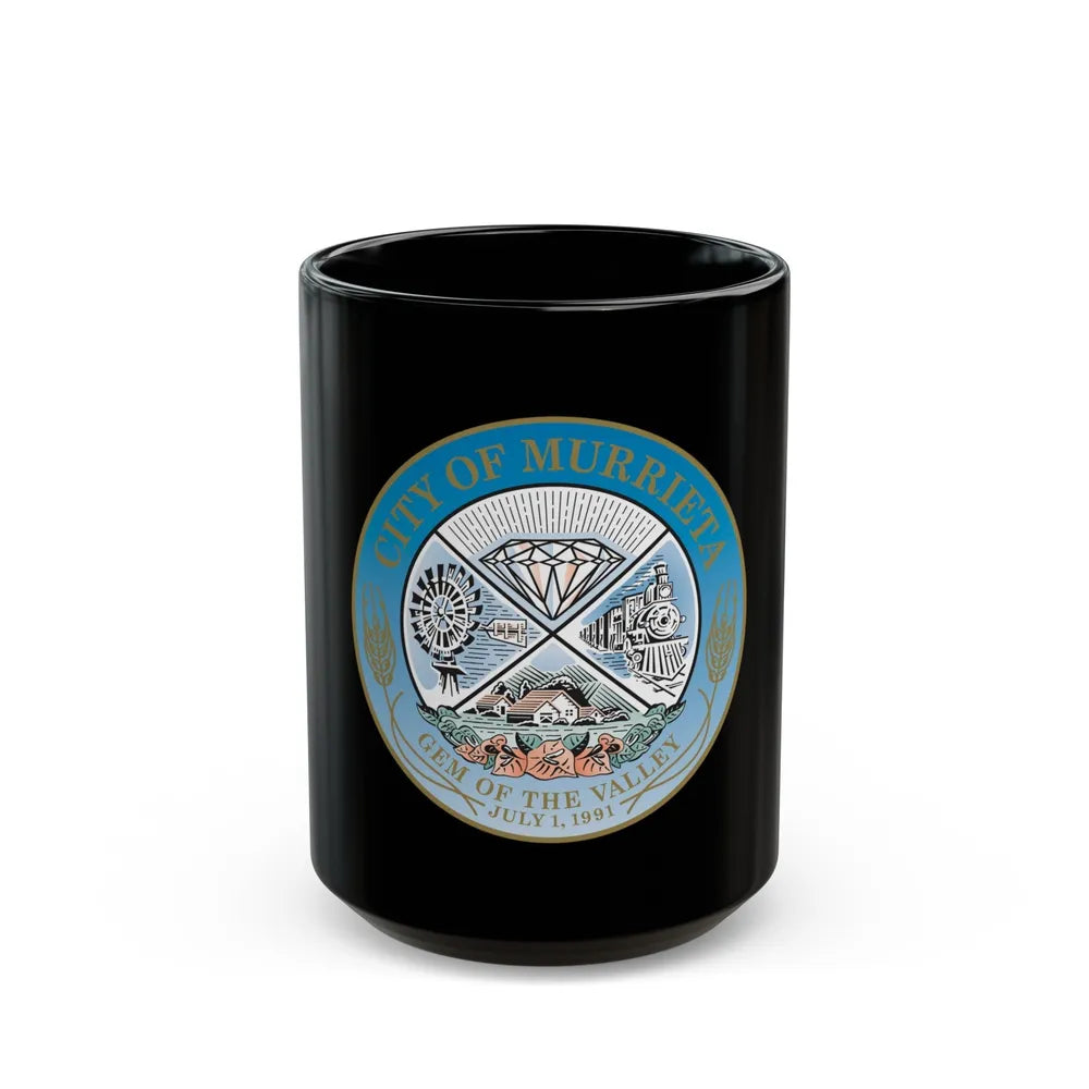 Seal of the City of Murrieta - Black Coffee Mug-15oz-Go Mug Yourself