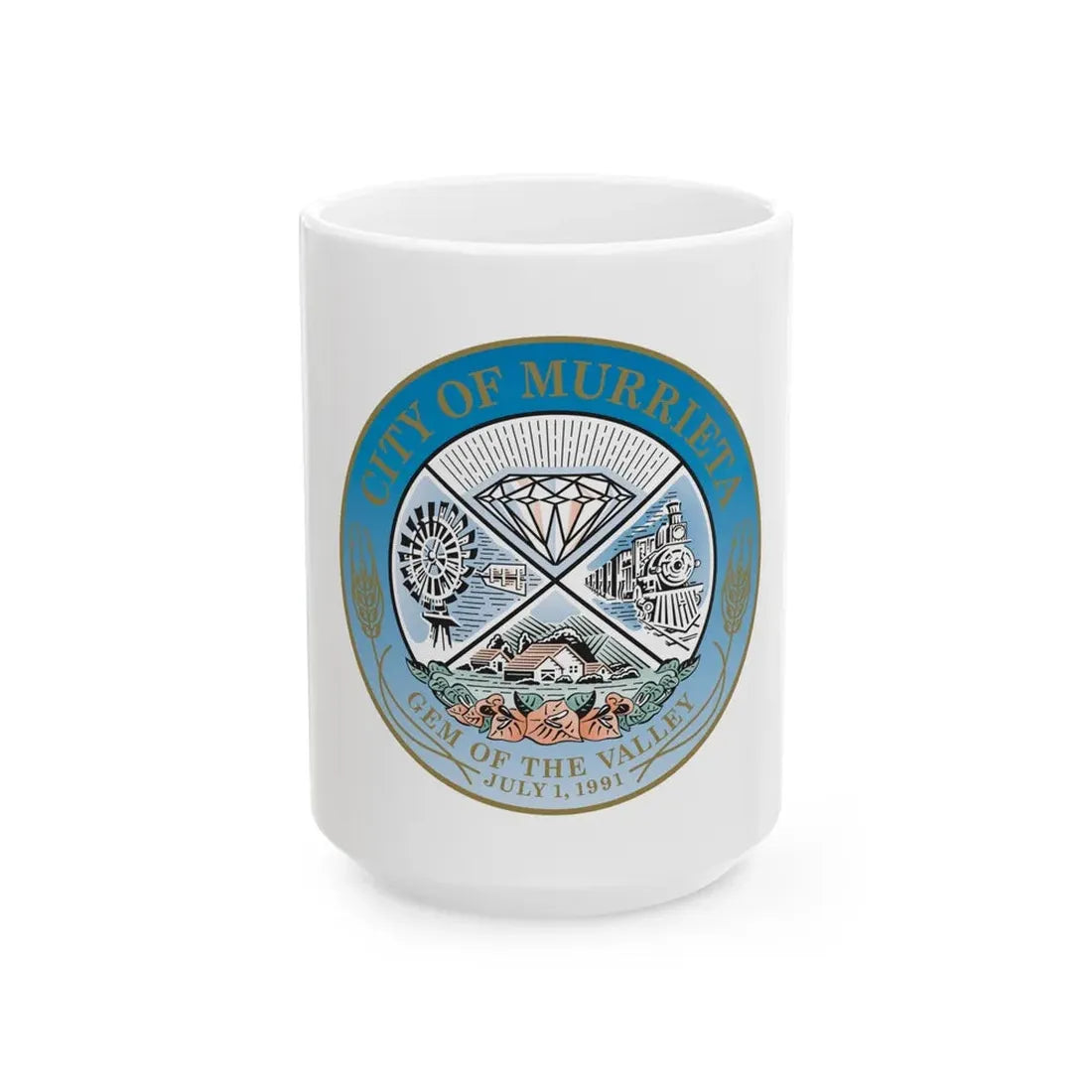 Seal of the City of Murrieta - White Coffee Mug 15oz - Go Mug Yourself