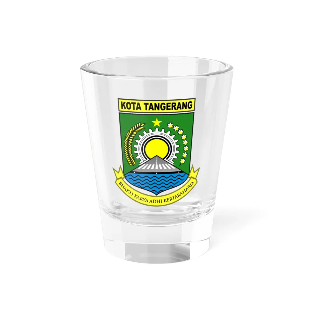 Seal of the City of Tangerang (Indonesia) (Coat of Arms) Shot Glass 1.5oz 1.5oz - Go Mug Yourself