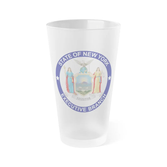 Seal of the Executive Branch of New York - Frosted Pint Glass 16oz-16oz-Frosted-Go Mug Yourself