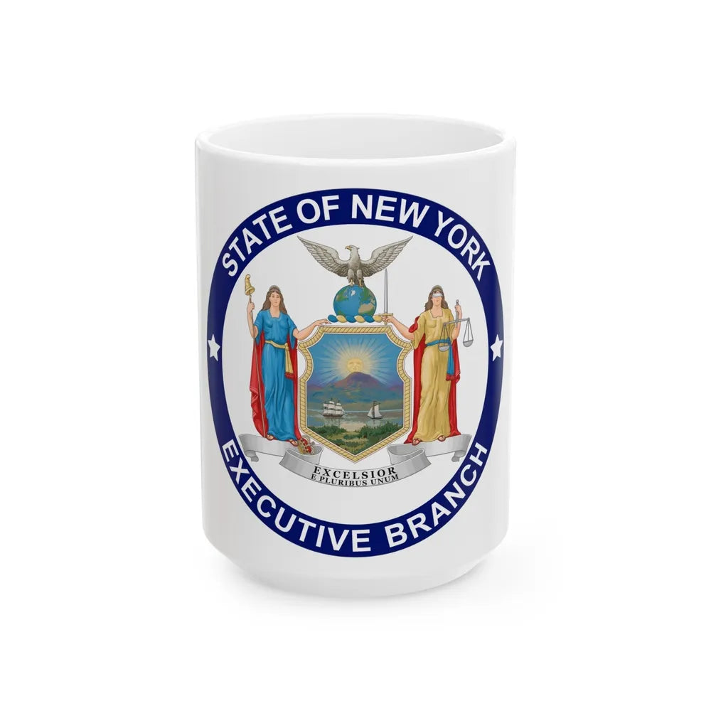 Seal of the Executive Branch of New York - White Coffee Mug-15oz-Go Mug Yourself