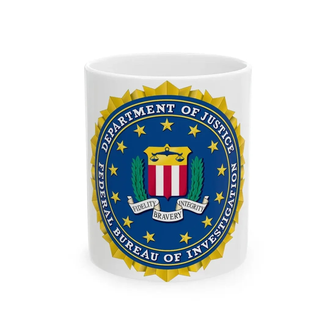 Seal of the Federal Bureau of Investigation - White Coffee Mug 11oz - Go Mug Yourself