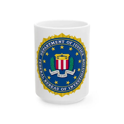 Seal of the Federal Bureau of Investigation - White Coffee Mug 15oz - Go Mug Yourself