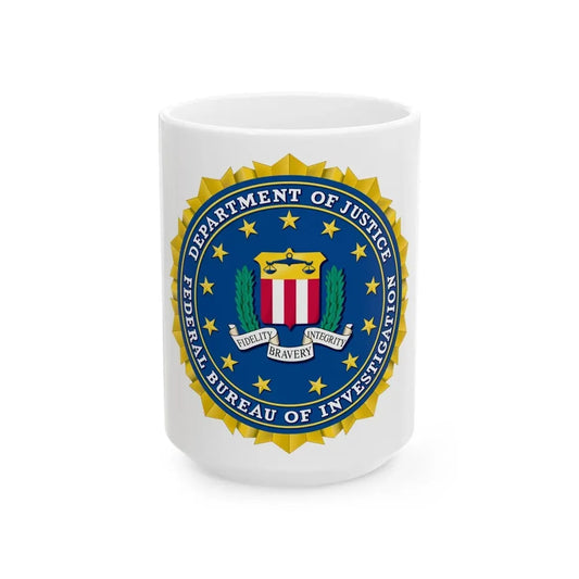 Seal of the Federal Bureau of Investigation - White Coffee Mug 15oz - Go Mug Yourself