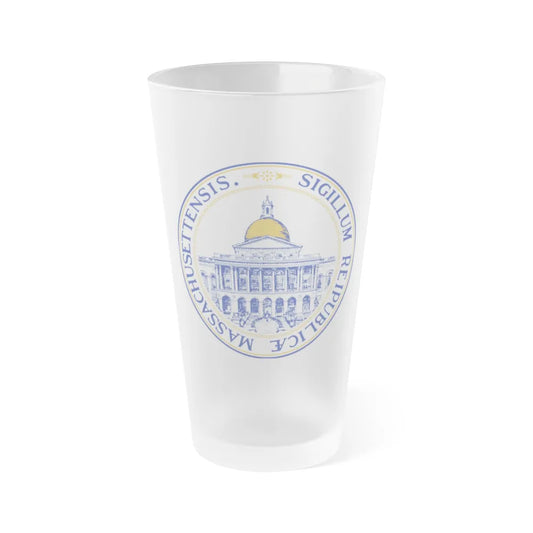 Seal of the General Court of Massachusetts v2 - Frosted Pint Glass 16oz-16oz-Frosted-Go Mug Yourself