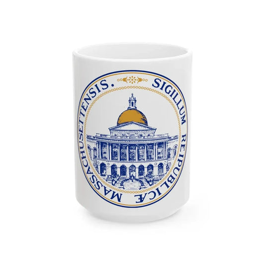 Seal of the General Court of Massachusetts v2 - White Coffee Mug 15oz - Go Mug Yourself